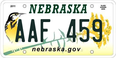 NE license plate AAF459