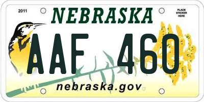 NE license plate AAF460