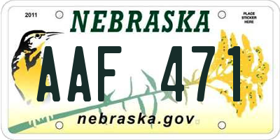 NE license plate AAF471