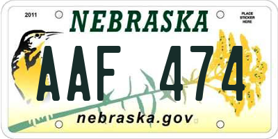 NE license plate AAF474