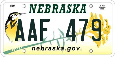 NE license plate AAF479