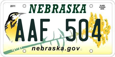 NE license plate AAF504