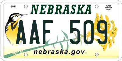 NE license plate AAF509