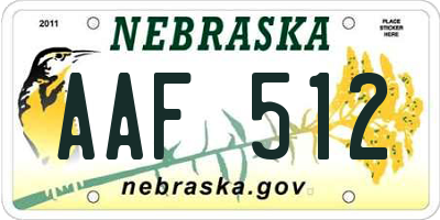 NE license plate AAF512