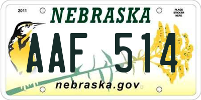 NE license plate AAF514