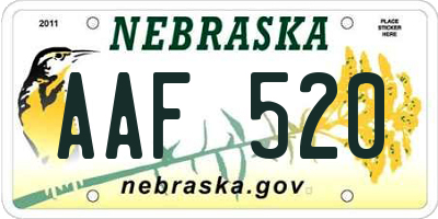 NE license plate AAF520