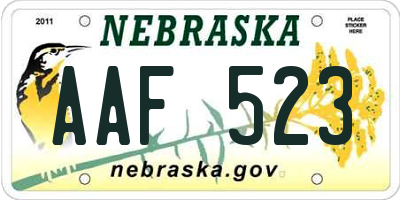 NE license plate AAF523