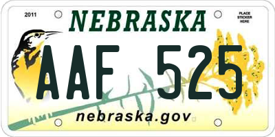 NE license plate AAF525