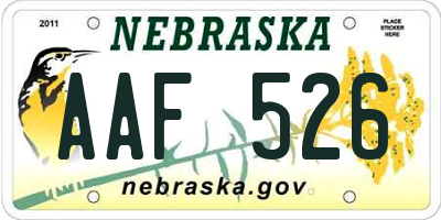 NE license plate AAF526