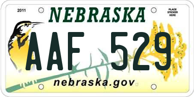 NE license plate AAF529