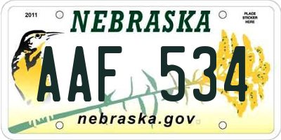 NE license plate AAF534