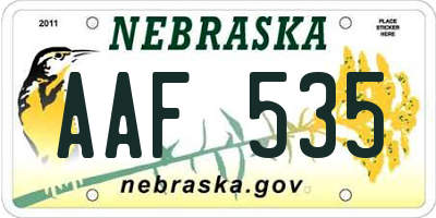 NE license plate AAF535