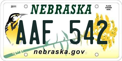 NE license plate AAF542