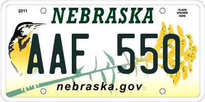 NE license plate AAF550