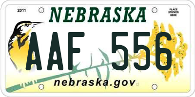 NE license plate AAF556