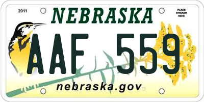 NE license plate AAF559