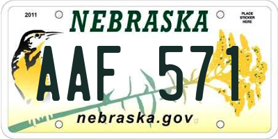 NE license plate AAF571