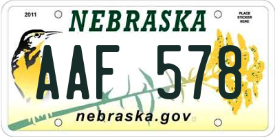 NE license plate AAF578