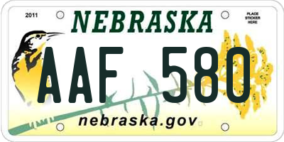 NE license plate AAF580