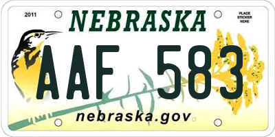 NE license plate AAF583