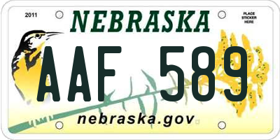 NE license plate AAF589