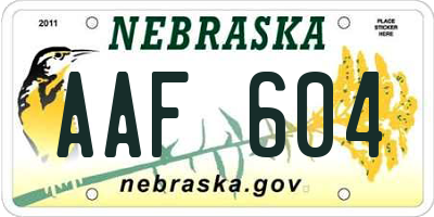 NE license plate AAF604