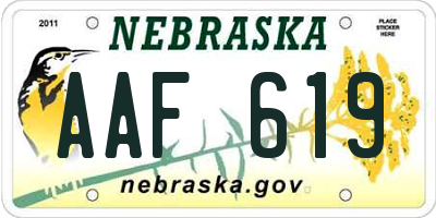 NE license plate AAF619