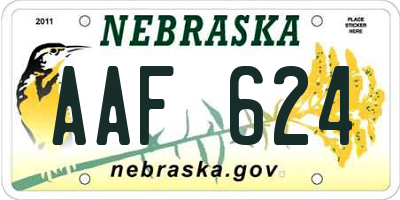 NE license plate AAF624