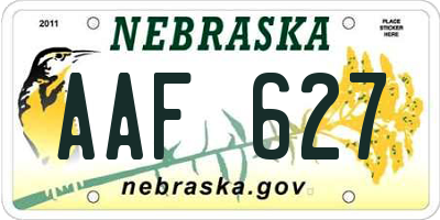 NE license plate AAF627