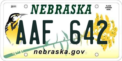 NE license plate AAF642