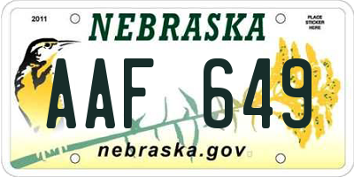 NE license plate AAF649