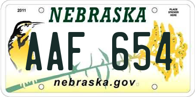 NE license plate AAF654