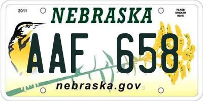 NE license plate AAF658