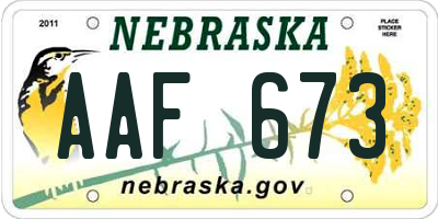 NE license plate AAF673