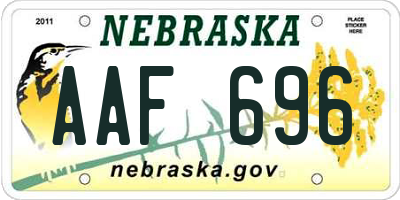 NE license plate AAF696