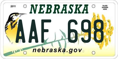 NE license plate AAF698