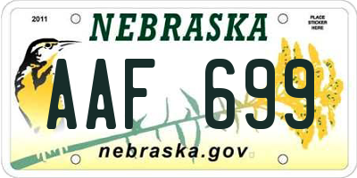 NE license plate AAF699