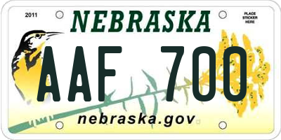 NE license plate AAF700