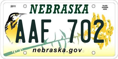 NE license plate AAF702