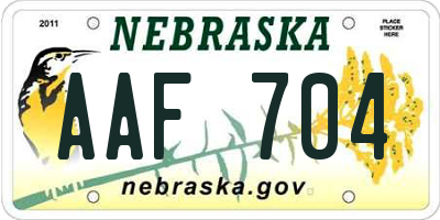 NE license plate AAF704