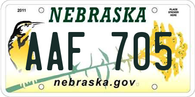 NE license plate AAF705