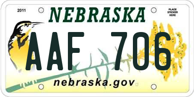 NE license plate AAF706