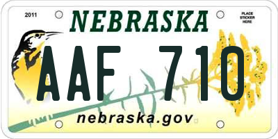 NE license plate AAF710