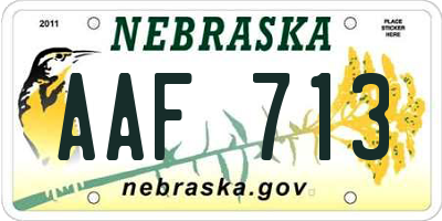 NE license plate AAF713