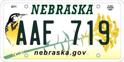 NE license plate AAF719