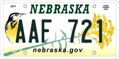 NE license plate AAF721