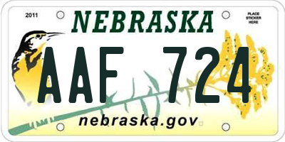 NE license plate AAF724