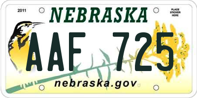NE license plate AAF725