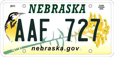 NE license plate AAF727