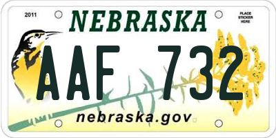 NE license plate AAF732